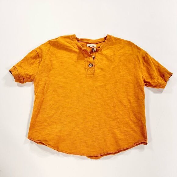 Madewell heavy cotton oversized tee with button collar XXS - Picture 1 of 8